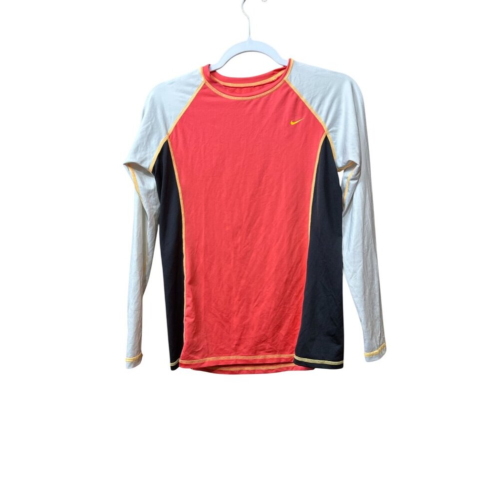 Nike Womens Long Sleeve Colorblock Rash Guard Shirt Medium